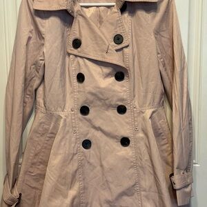 Women's Double-Breasted Trench Coat - Pink Size S
